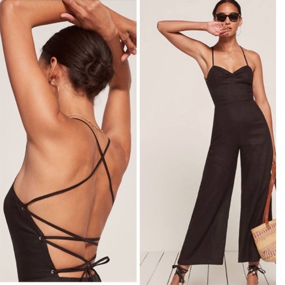 Reformation Black Strappy Jumpsuit